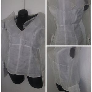 Size 12 WD - NY sexy ruffle collar sheer long
